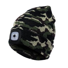 LED Knit Hat Button Cell Type Knitted Hat With Light Glowing (Color: Camouflage, Style: B)