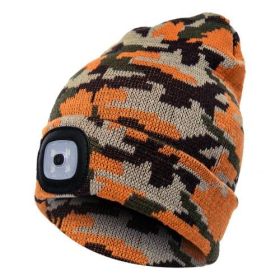 LED Knit Hat Button Cell Type Knitted Hat With Light Glowing (Color: Camouflage gold, Style: B)