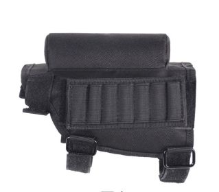 Camouflage Outdoor Bullet Pouch Pad Cheek Pouch Gun Stock Bag Bullet Pouch (Color: Black)