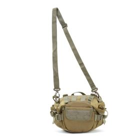 Outdoor travel mountaineering multifunctional military camouflage bag waterproof shoulder diagonal cross bag men's waist bag (Color: Brown color)